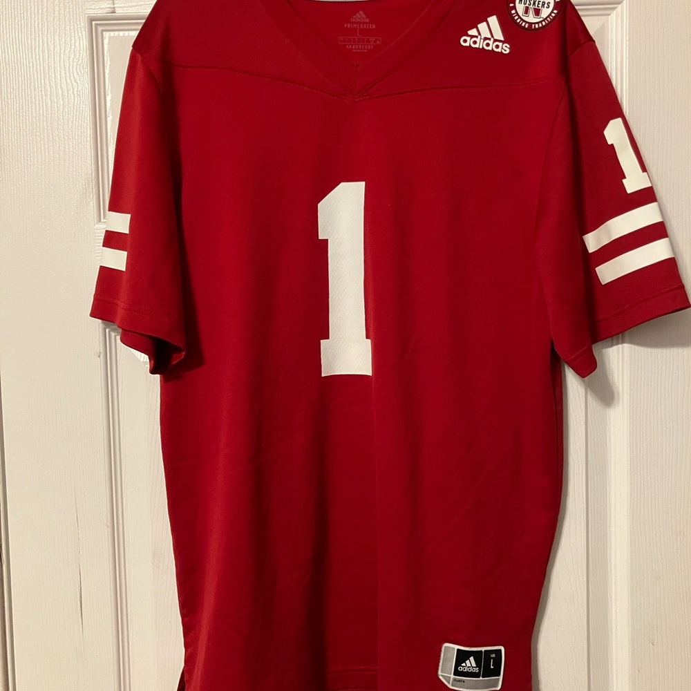 Nebraska Cornhuskers Red Football Jersey #1 Adidas Mens Size Large